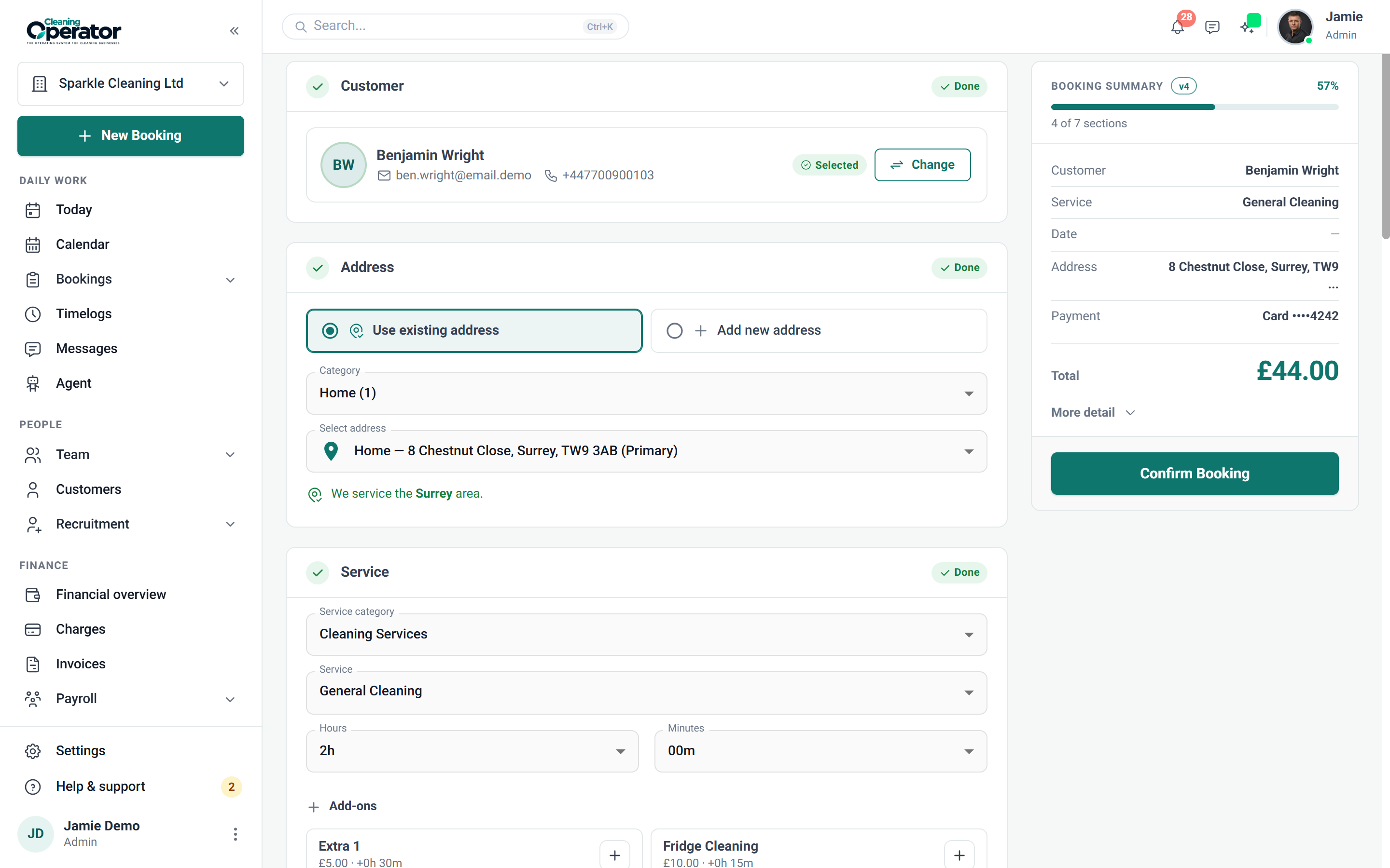 Screenshot of Public booking form — Schedule