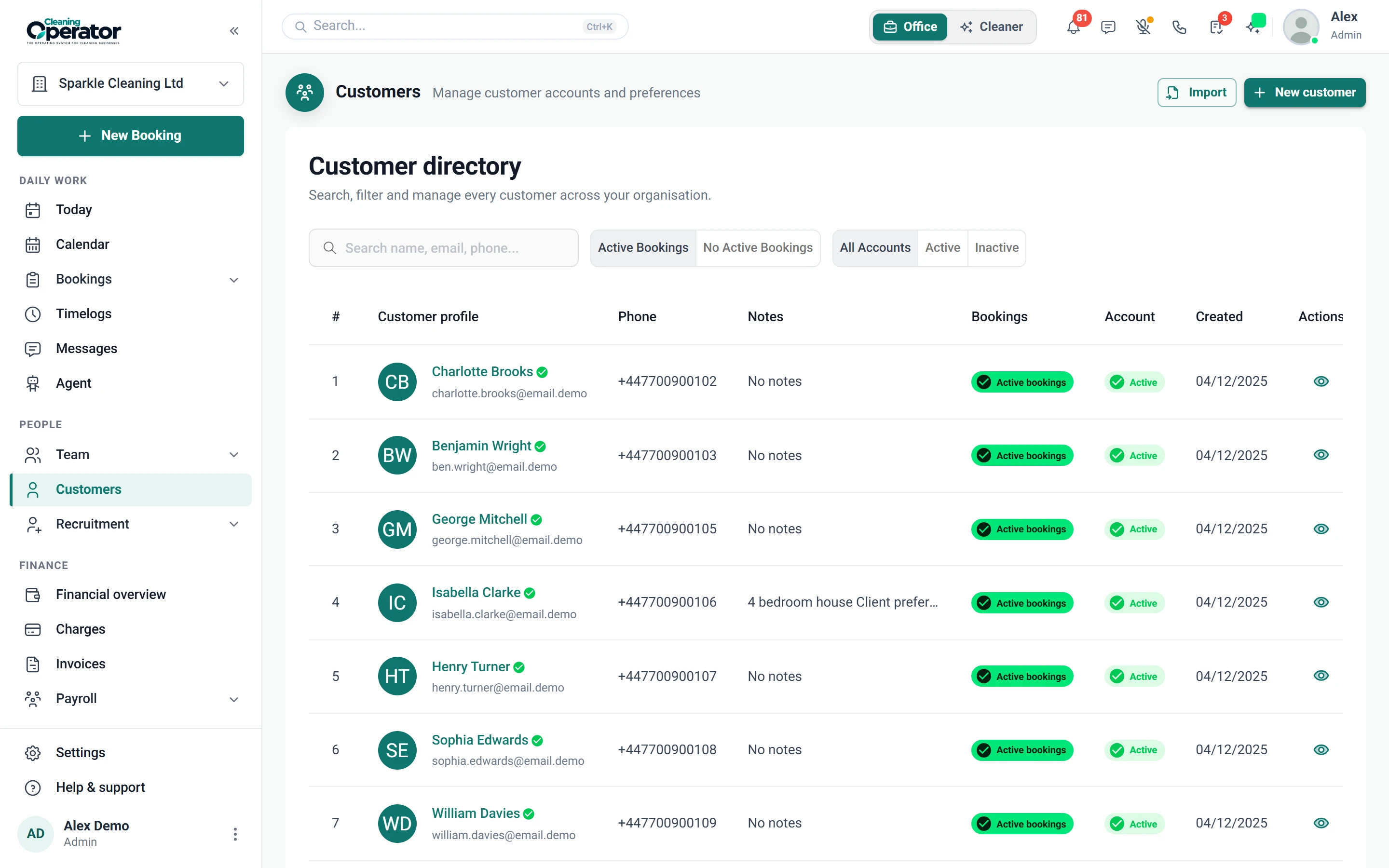 Screenshot of Customers — All Customers